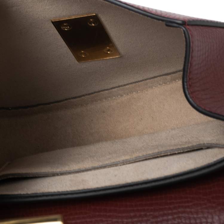 Pre Owned Chloe Brick/Off White Leather Mini Drew Shoulder Bag