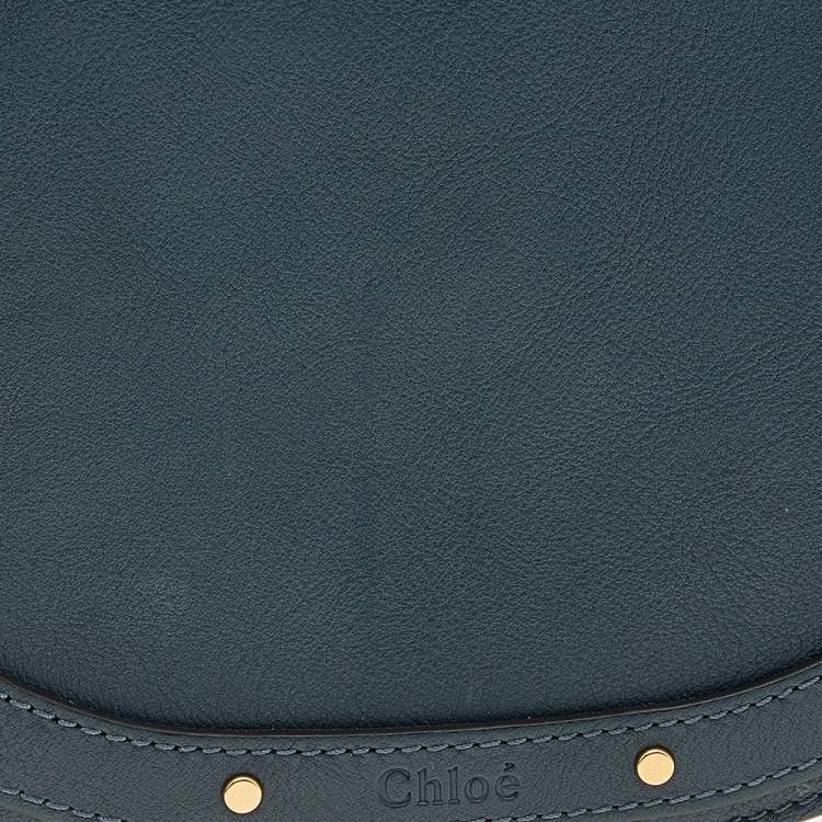 Pre Owned Chloe Teal Blue Leather and Suede Small Nile Bracelet Shoulder Bag