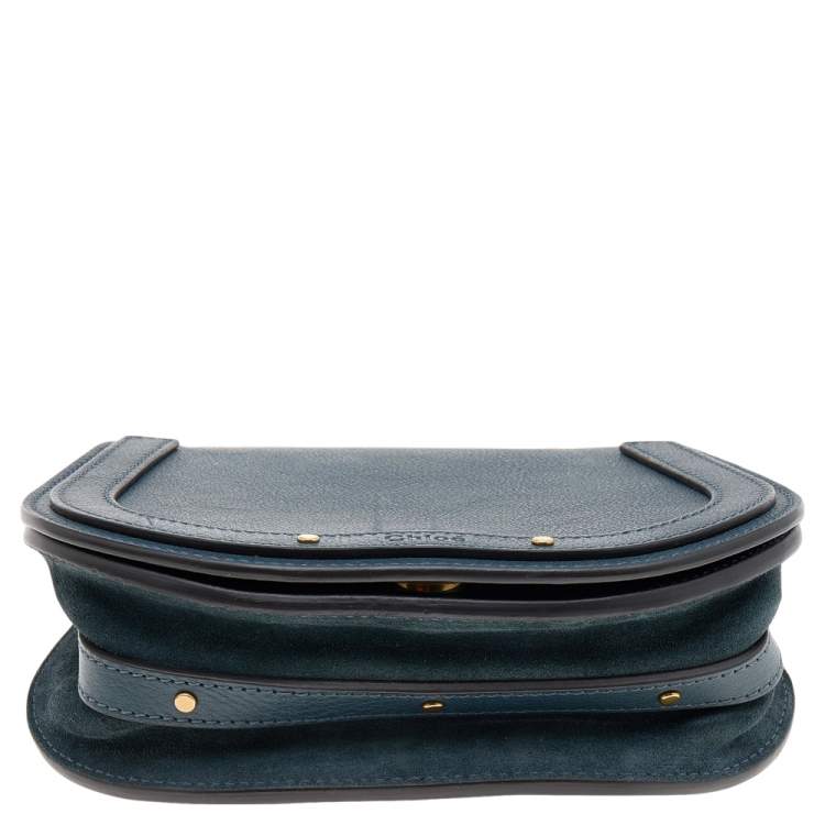 Pre Owned Chloe Teal Blue Leather and Suede Small Nile Bracelet Shoulder Bag