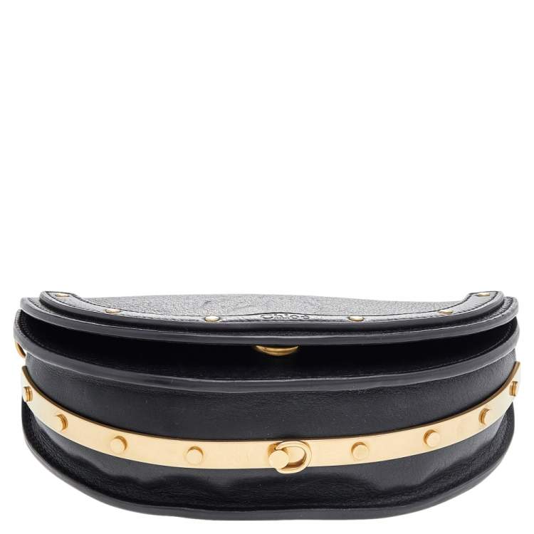Pre Owned Chloe Black Leather Small Nile Bracelet Minaudiere Crossbody Bag