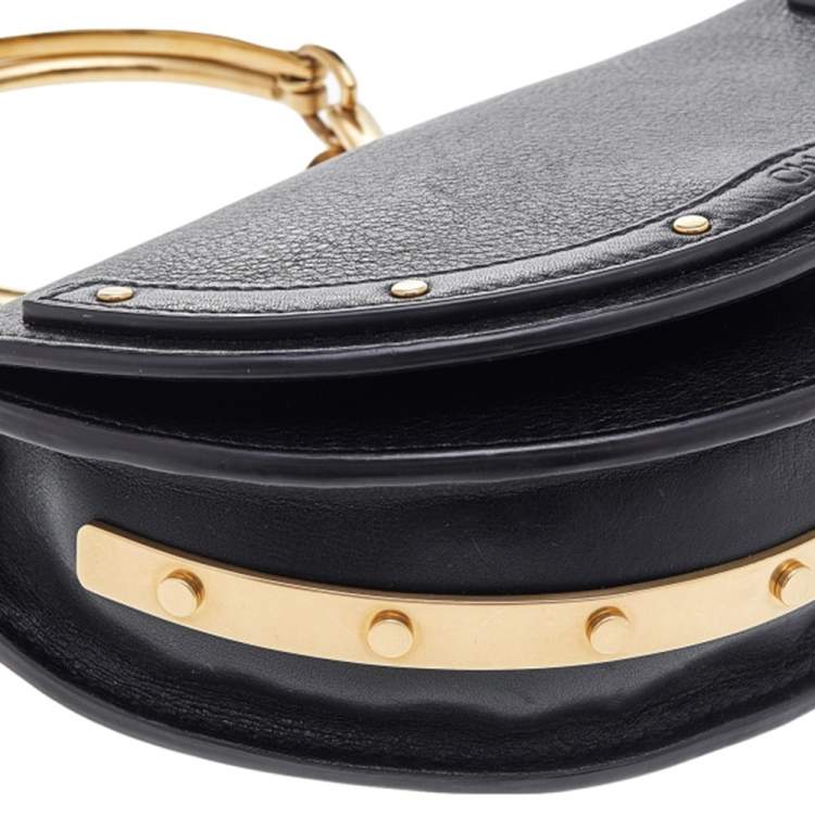 Pre Owned Chloe Black Leather Small Nile Bracelet Minaudiere Crossbody Bag