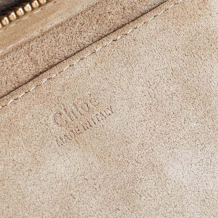 Pre Owned Chloe Beige Leather and Suede Small Pixie Round Crossbody Bag