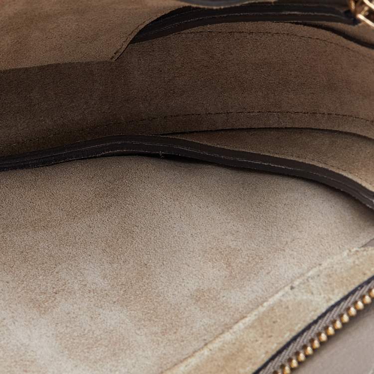 Pre Owned Chloe Beige Leather and Suede Small Pixie Round Crossbody Bag