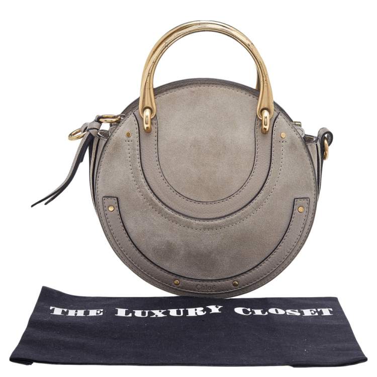 Pre Owned Chloe Beige Leather and Suede Small Pixie Round Crossbody Bag