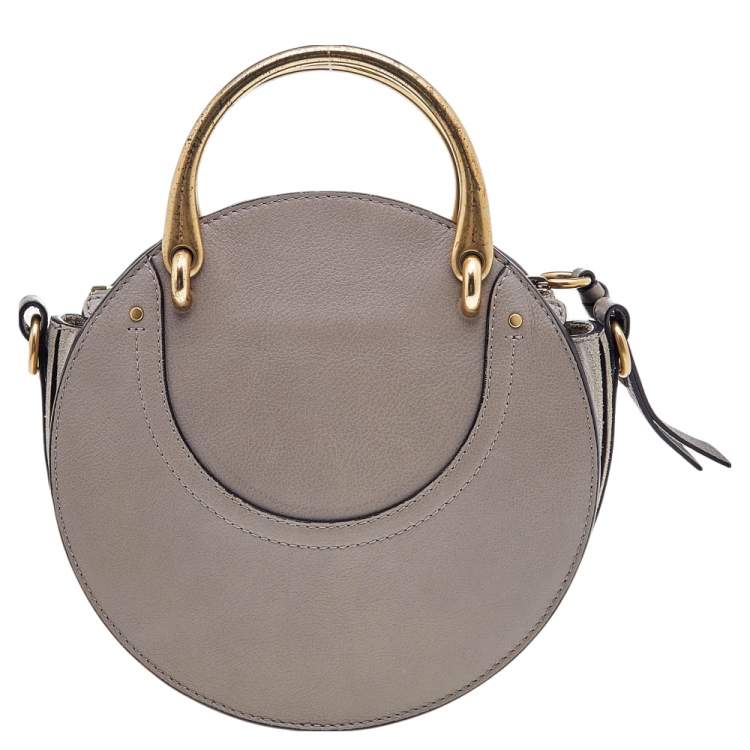 Pre Owned Chloe Beige Leather and Suede Small Pixie Round Crossbody Bag