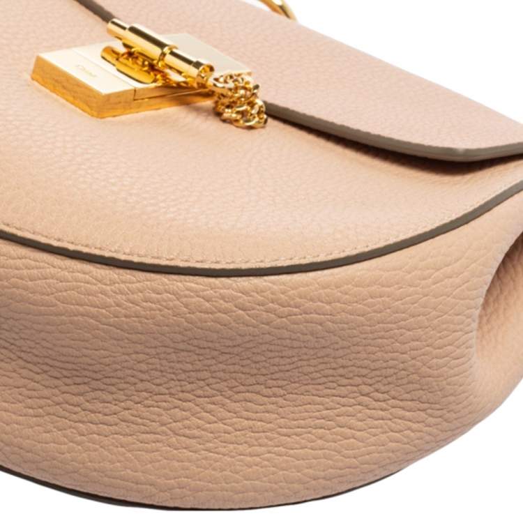 Pre Owned Chloe Salmon Pink Leather Medium Drew Shoulder Bag
