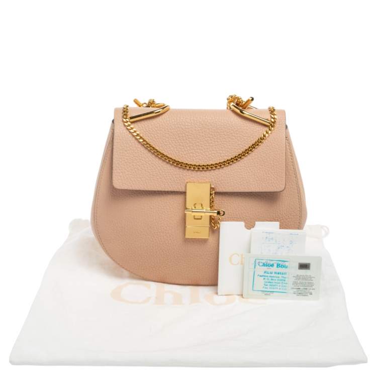 Pre Owned Chloe Salmon Pink Leather Medium Drew Shoulder Bag