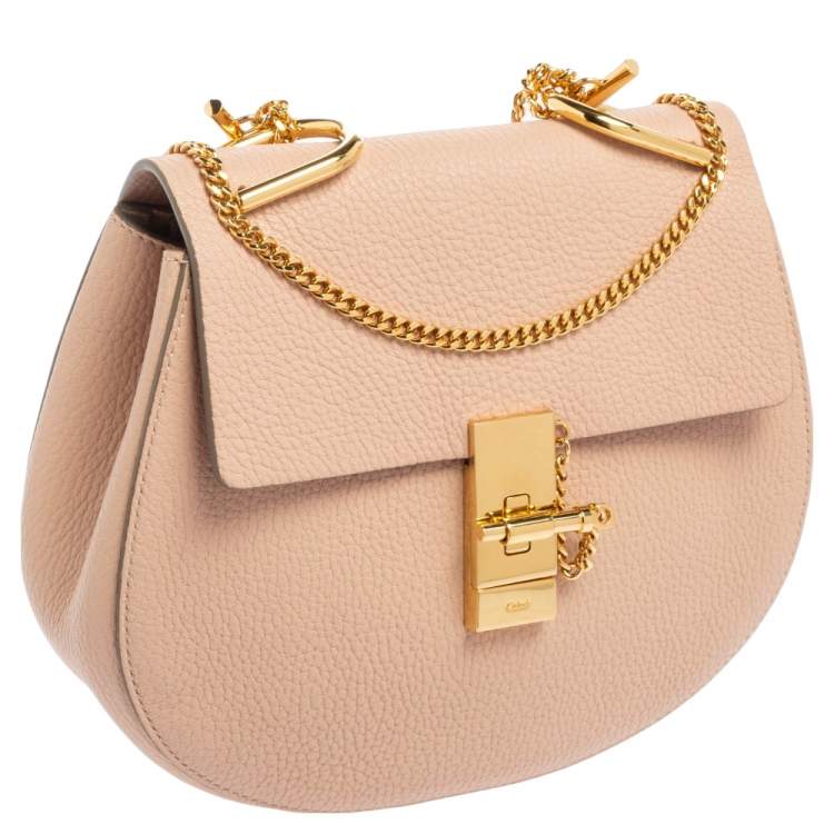 Pre Owned Chloe Salmon Pink Leather Medium Drew Shoulder Bag