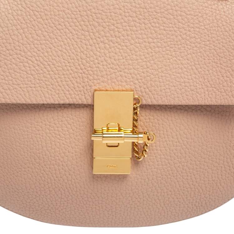 Pre Owned Chloe Salmon Pink Leather Medium Drew Shoulder Bag