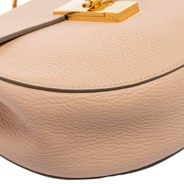 Pre Owned Chloe Salmon Pink Leather Medium Drew Shoulder Bag