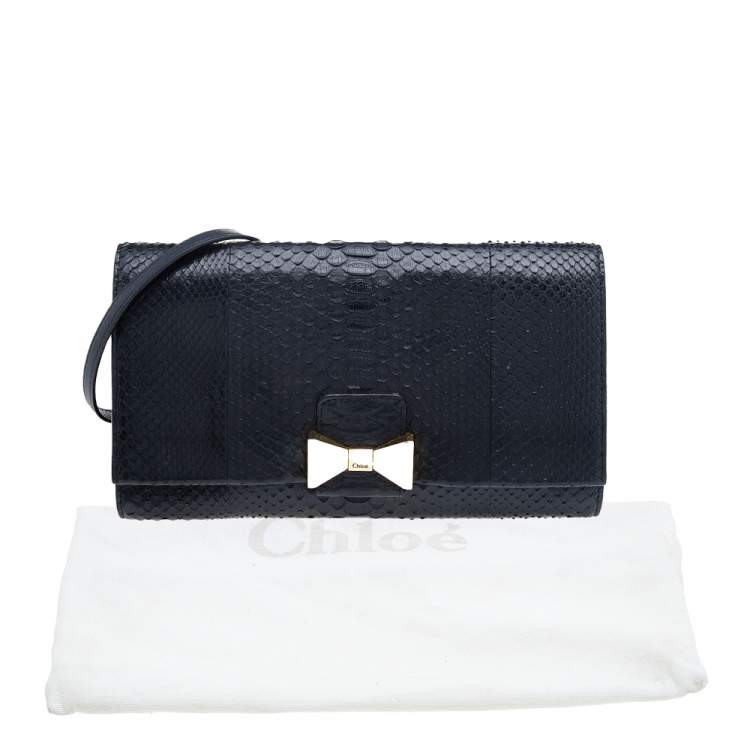 Pre Owned Chloe Black Python Bobbie Clutch