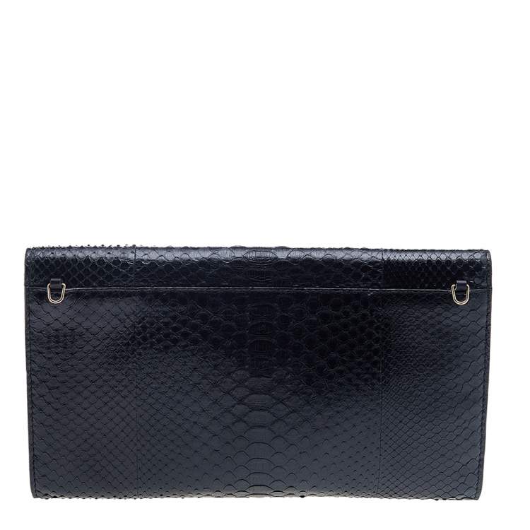 Pre Owned Chloe Black Python Bobbie Clutch
