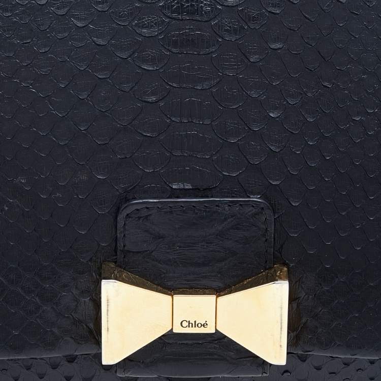 Pre Owned Chloe Black Python Bobbie Clutch