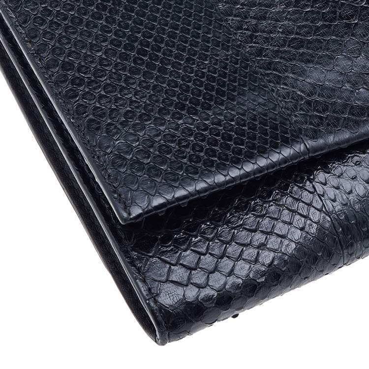 Pre Owned Chloe Black Python Bobbie Clutch