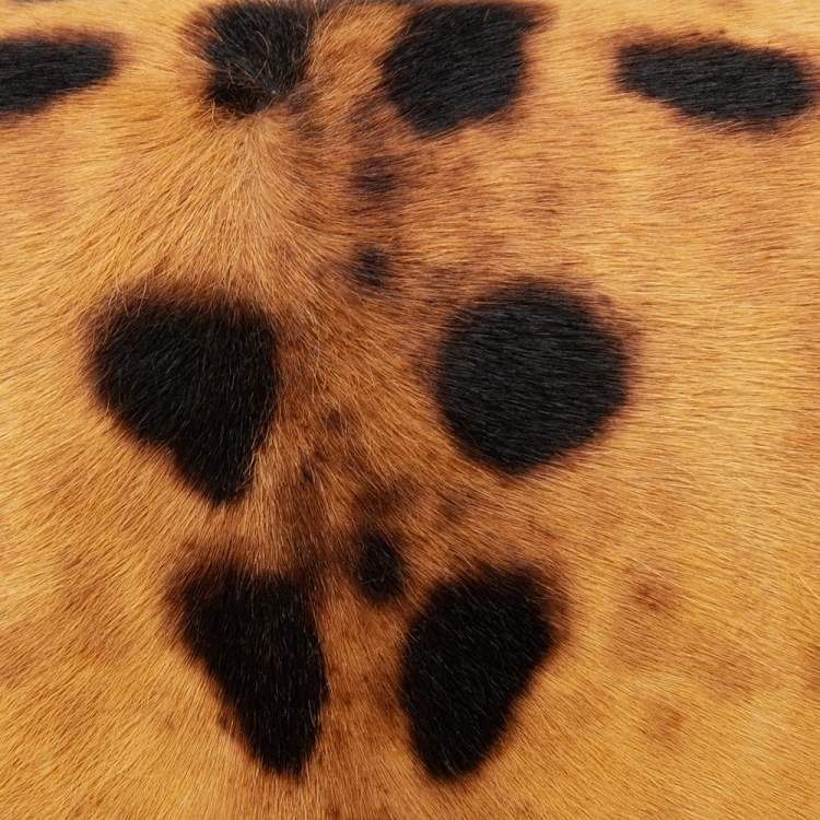 Pre Owned Chloe Brown/Beige Leopard Print Pony Hair And Leather Medium Sally Shoulder Bag