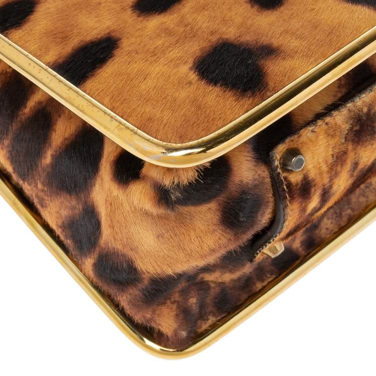 Pre Owned Chloe Brown/Beige Leopard Print Pony Hair And Leather Medium Sally Shoulder Bag