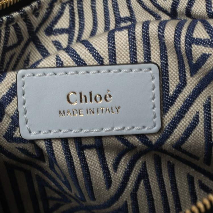Pre Owned Chloe Light Blue Leather Small Daria Shoulder Bag