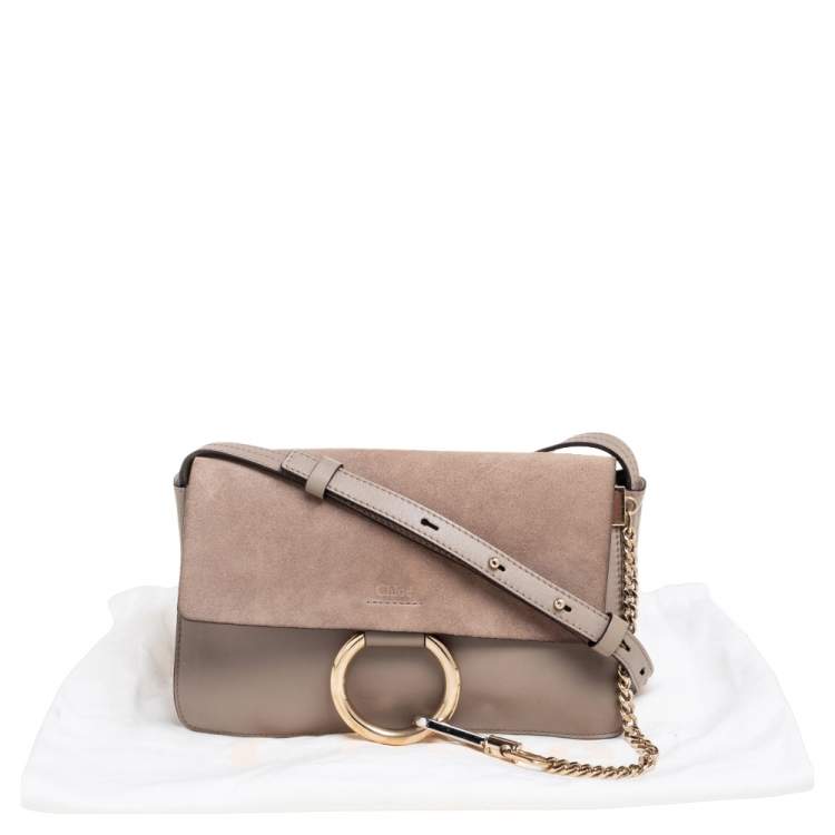 Pre Owned Chloe Grey Leather And Suede Small Faye Shoulder Bag