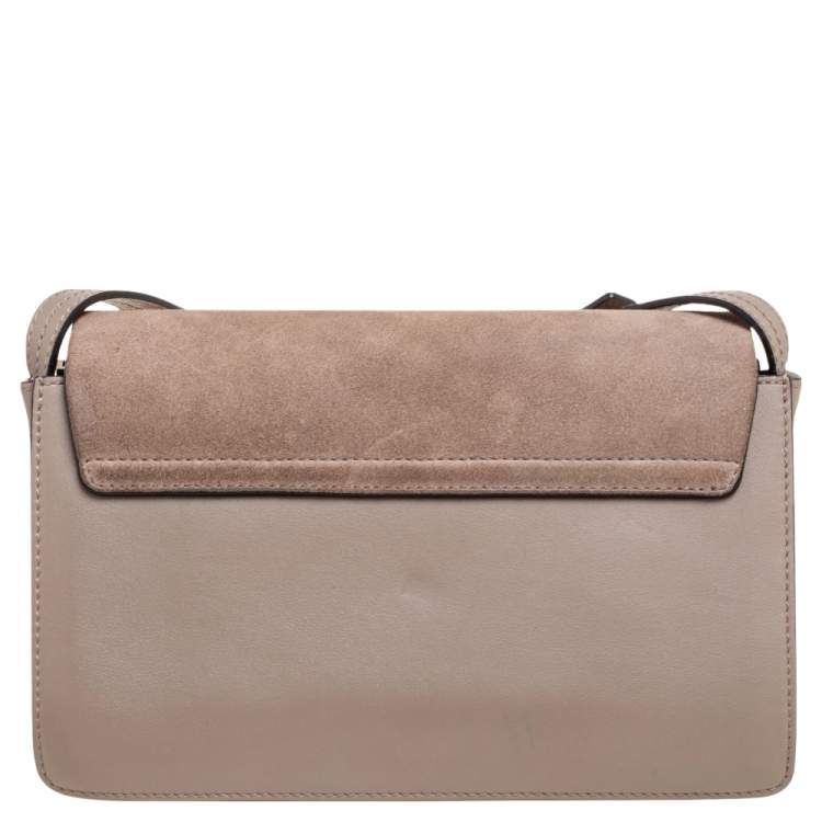 Pre Owned Chloe Grey Leather And Suede Small Faye Shoulder Bag