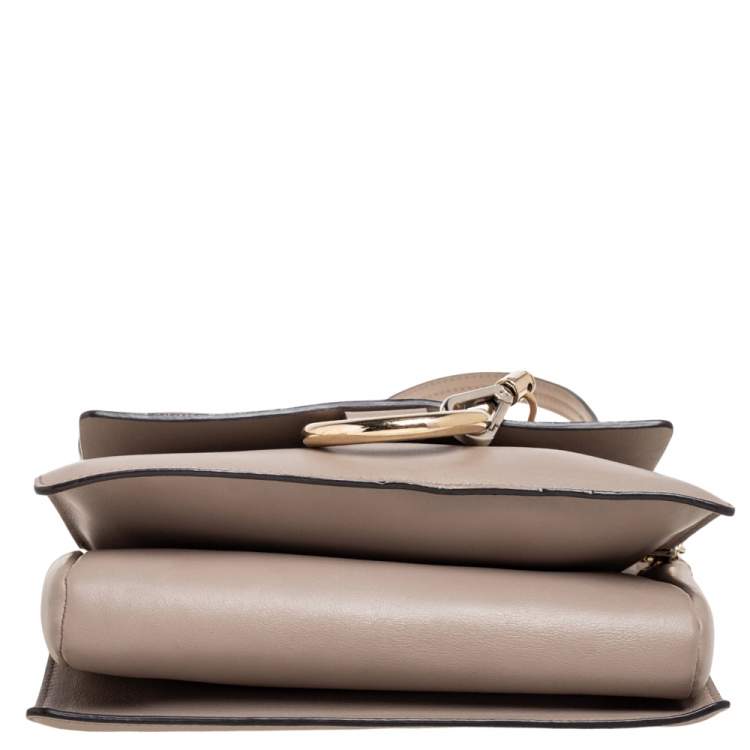 Pre Owned Chloe Grey Leather And Suede Small Faye Shoulder Bag
