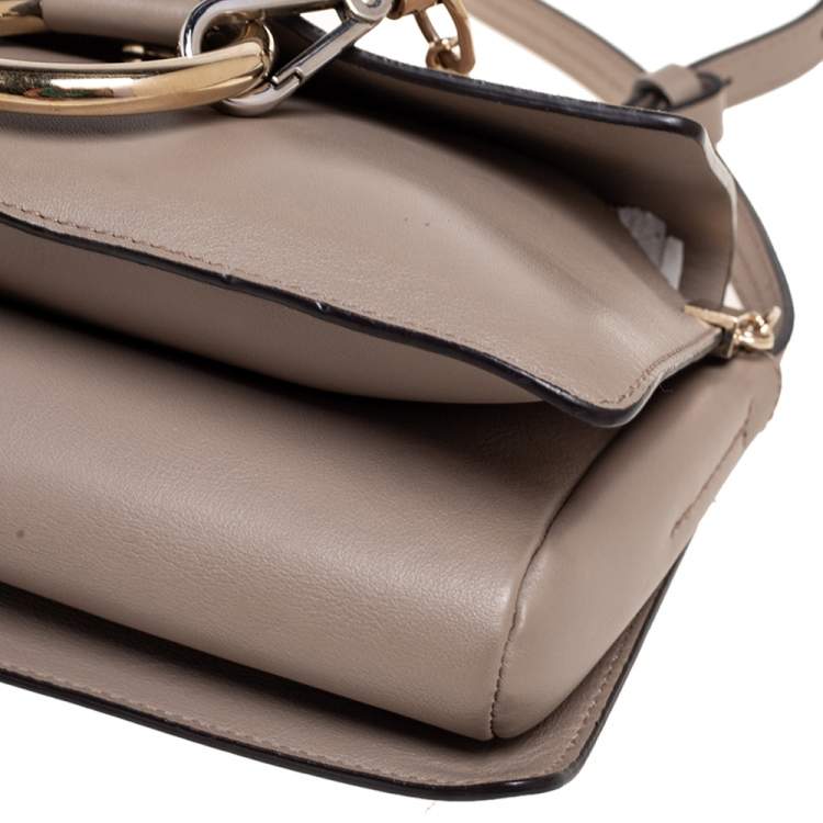 Pre Owned Chloe Grey Leather And Suede Small Faye Shoulder Bag