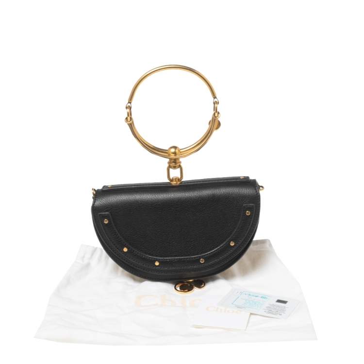 Pre Owned Chloé Black Leather Small Nile Bracelet Minaudiere Crossbody Bag