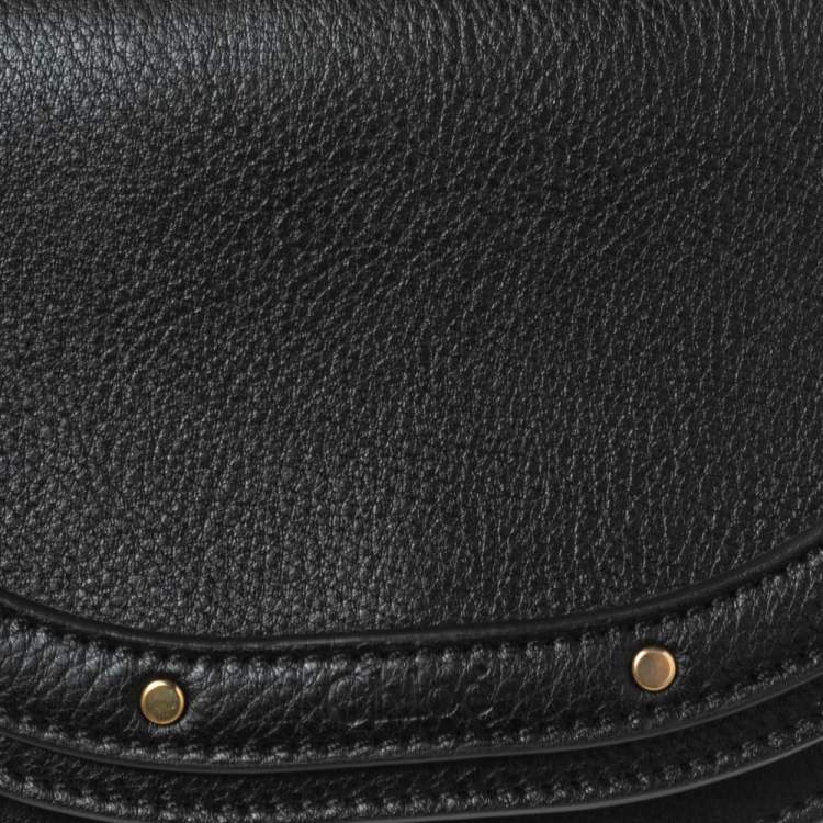 Pre Owned Chloé Black Leather Small Nile Bracelet Minaudiere Crossbody Bag