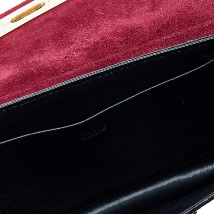 Pre Owned Chloe Burgundy Python Leather Clutch