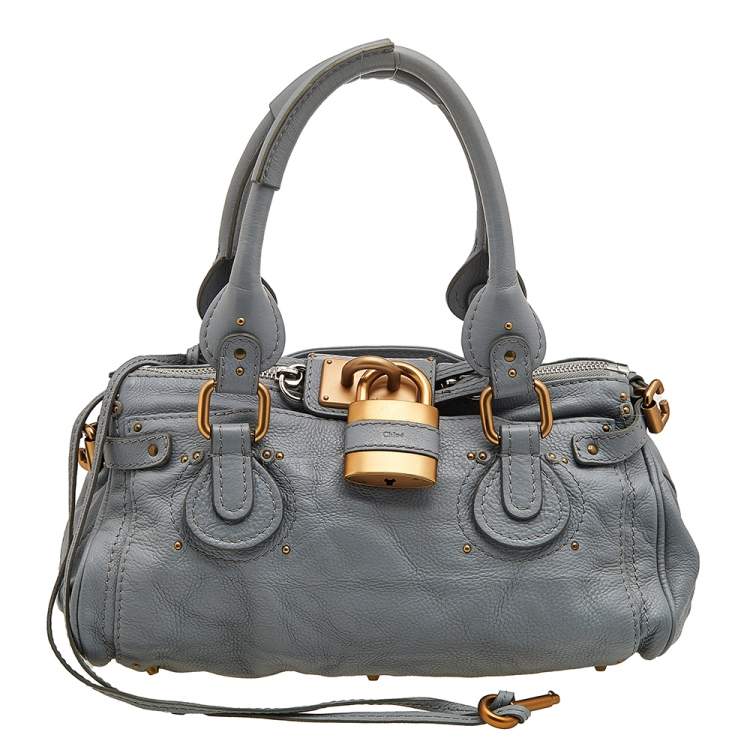 Pre Owned Chloe Powder Blue Leather Medium Paddington Satchel