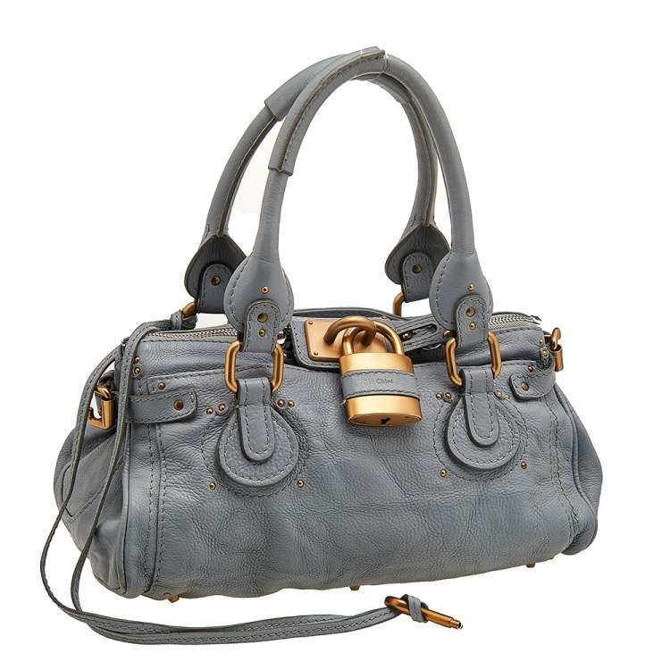 Pre Owned Chloe Powder Blue Leather Medium Paddington Satchel