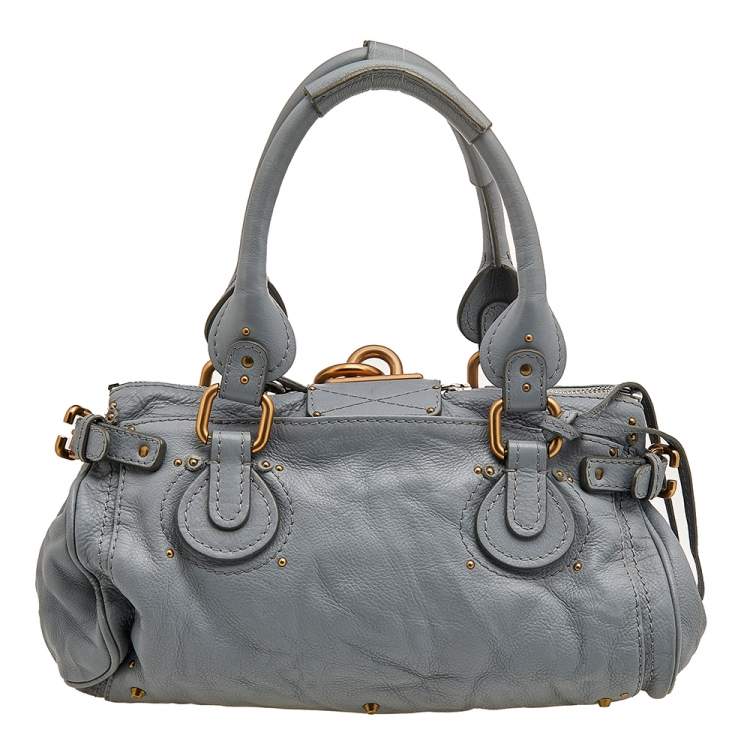 Pre Owned Chloe Powder Blue Leather Medium Paddington Satchel