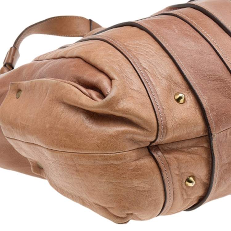 Pre Owned Chloe Tan Leather Heloise Drawstring Tote