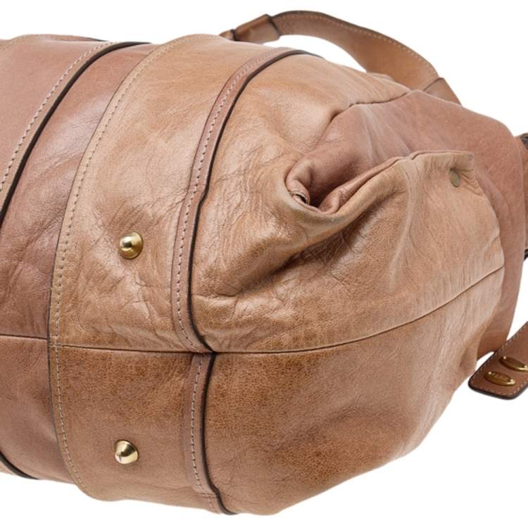 Pre Owned Chloe Tan Leather Heloise Drawstring Tote