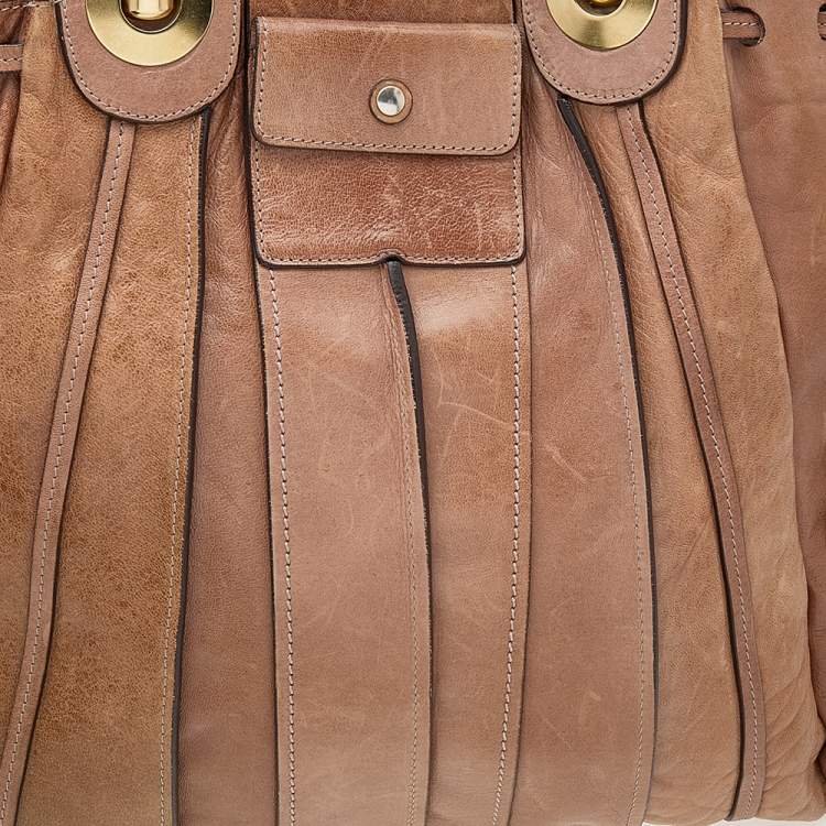 Pre Owned Chloe Tan Leather Heloise Drawstring Tote