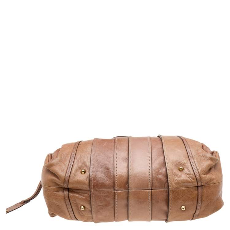 Pre Owned Chloe Tan Leather Heloise Drawstring Tote