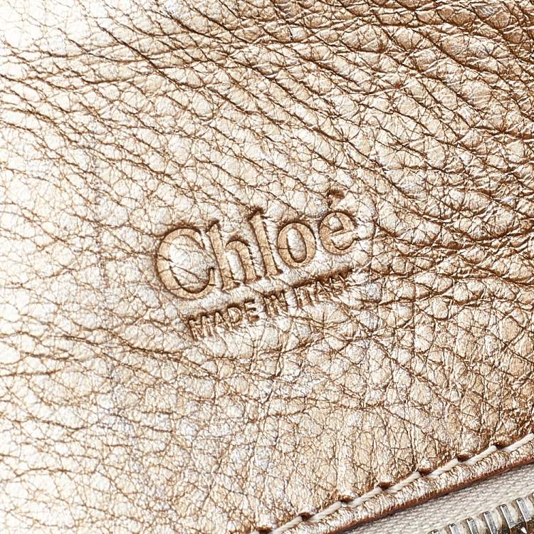 Pre Owned Chloe Metallic Gold Leather Front Pocket Edith Satchel