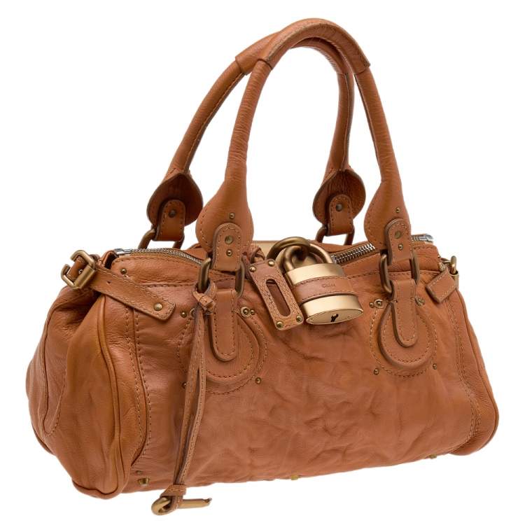 Pre Owned Chloe Rust Orange Leather Medium Paddington Satchel