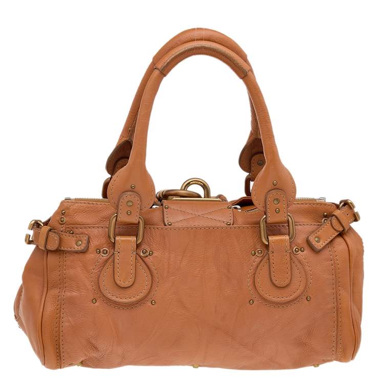 Pre Owned Chloe Rust Orange Leather Medium Paddington Satchel
