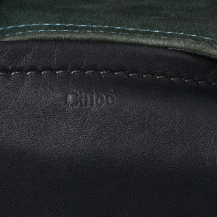 Pre Owned Chloe Green Crinkled Leather and Suede Tassel Chain Hobo 