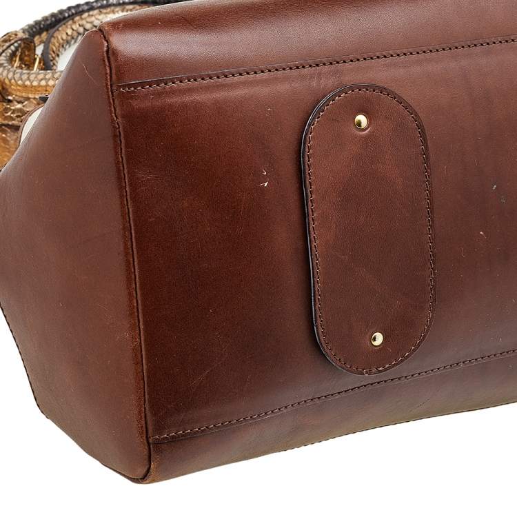 مملوكة مسبقًا Chloe Multicolor Canvas, Python and Leather Tote