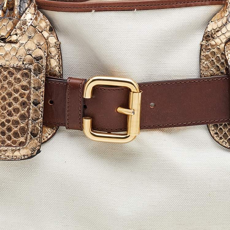 مملوكة مسبقًا Chloe Multicolor Canvas, Python and Leather Tote