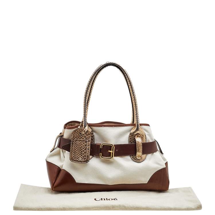 مملوكة مسبقًا Chloe Multicolor Canvas, Python and Leather Tote