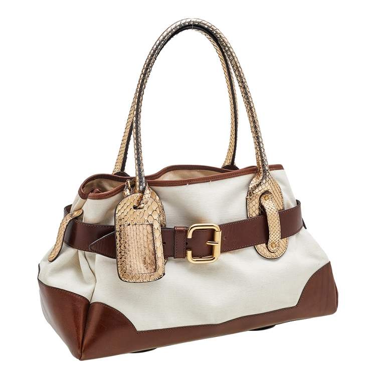 مملوكة مسبقًا Chloe Multicolor Canvas, Python and Leather Tote