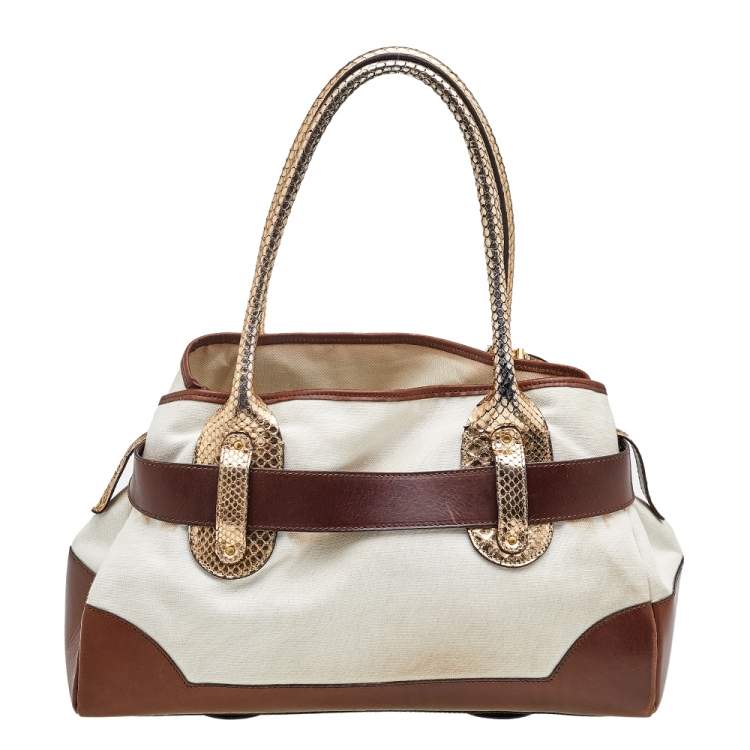 مملوكة مسبقًا Chloe Multicolor Canvas, Python and Leather Tote