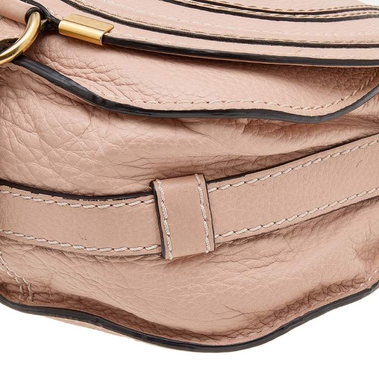 Pre Owned Chloe Pale Pink Leather Mini Marcie Crossbody Bag