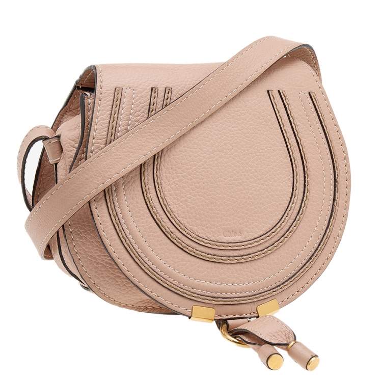 Pre Owned Chloe Pale Pink Leather Mini Marcie Crossbody Bag