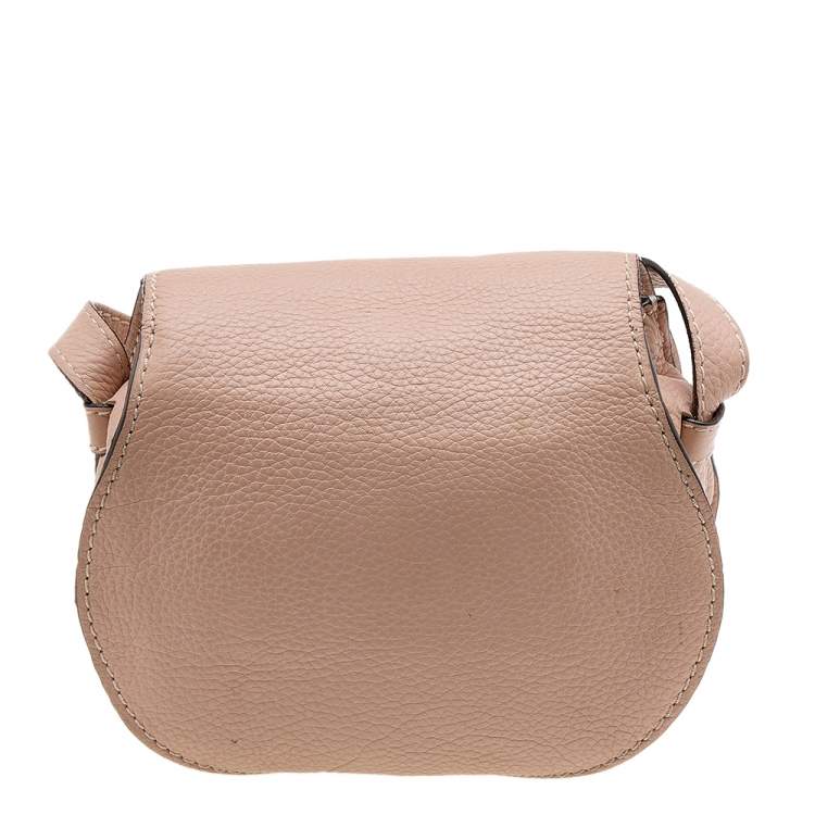 Pre Owned Chloe Pale Pink Leather Mini Marcie Crossbody Bag