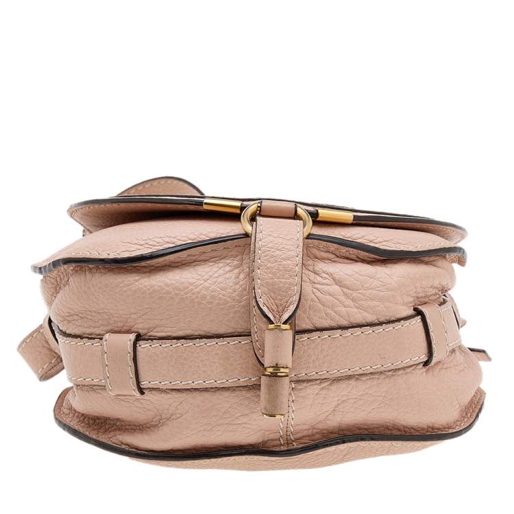 Pre Owned Chloe Pale Pink Leather Mini Marcie Crossbody Bag