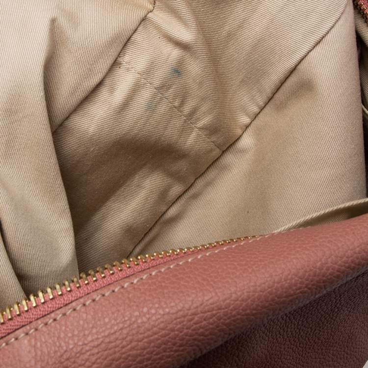 Pre Owned Chloe Dark Beige Leather Large Paraty Shoulder Bag