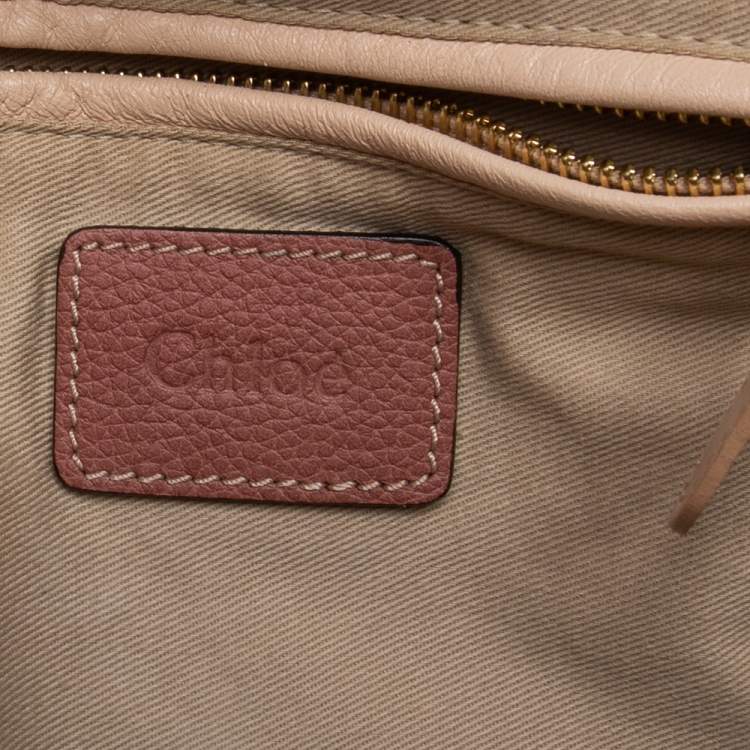 Pre Owned Chloe Dark Beige Leather Large Paraty Shoulder Bag
